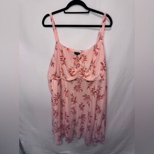 torrid Pink Floral Camisole Dress with Ruched Front